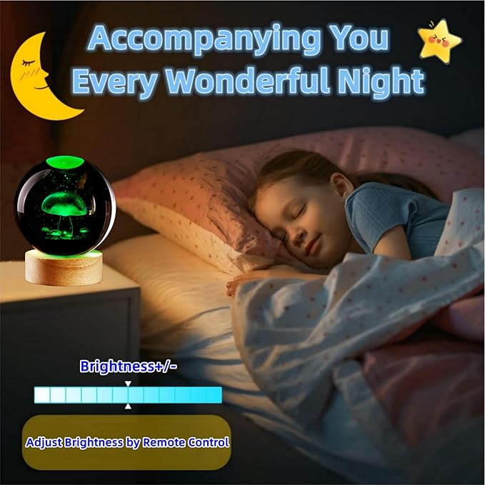Conalisk 3D Mushroom Crystal Ball Lamp, Lifelike LED Mushroom Night Light - Image 4