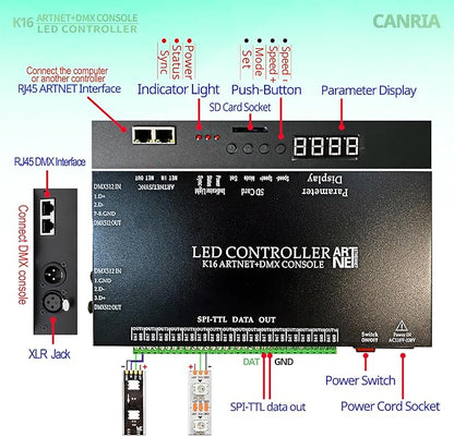 CANRIA K16 ARTNET+DMX CONSOLE LED CONTROLLER, Professional Lighting Control - Image 3
