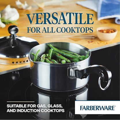 Farberware Classic Stainless Steel 1-Quart Covered Straining Saucepan - Image 3