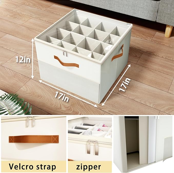 Shoe Organizer for Closet, 2 Pack Foldable Shoe Storage Organizer Box Bin - Image 2