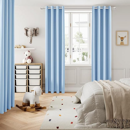 DUALIFE Light Blue Blackout Curtains 45 Inch Length - Image 2