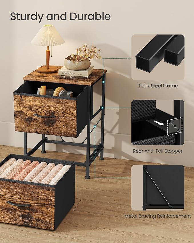 SONGMICS Dresser for Bedroom, Chest of Drawers, Nightstand, 2 Non-Woven Fabric - Image 6