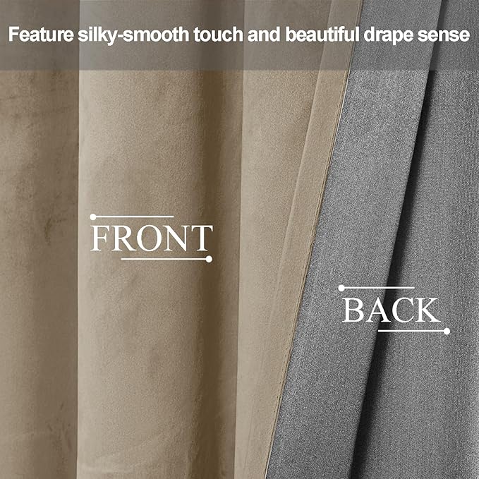 JIUZHEN Room Darkening Velvet Curtains 2 Panels Set, Luxury Window Treatment - Image 4