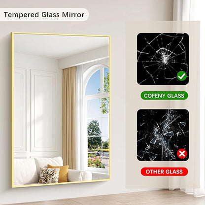 40x60inch Gold Bathroom Mirror, Large Rectangular Wall Mirrors - Image 8