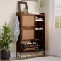 Rattan Wooden Shoe Cabinet, Freestanding 3-Flip Drawer Shoe Storage Organizer by Unknown