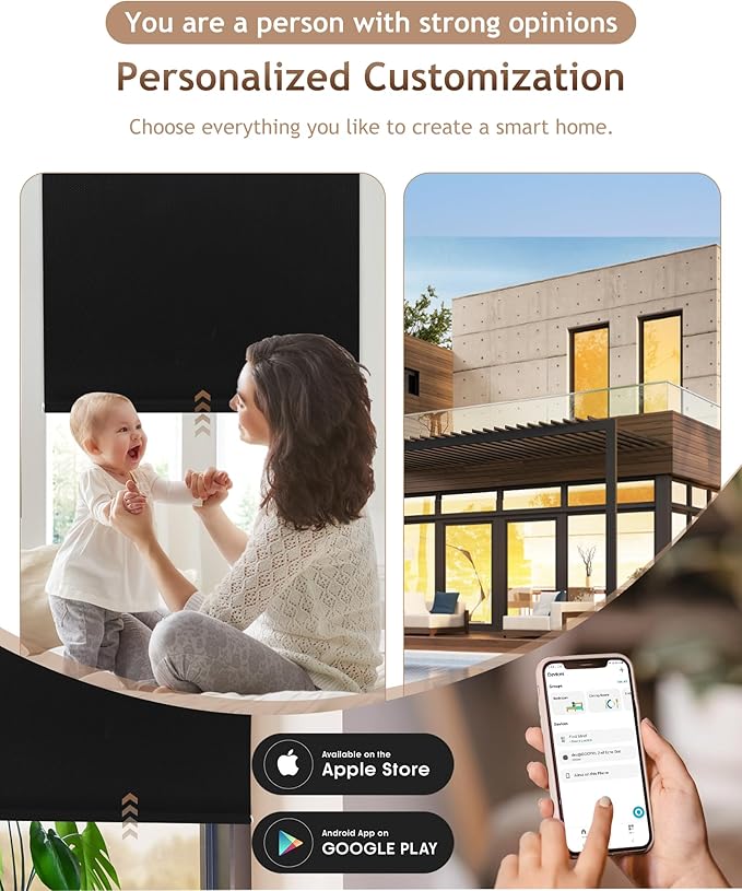 Kincmo Motorized Blinds with Remote, 100% Blackout Motorized Roller Shades Work - Image 2