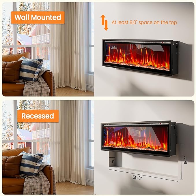 60” Smart Electric Fireplace - Image 4