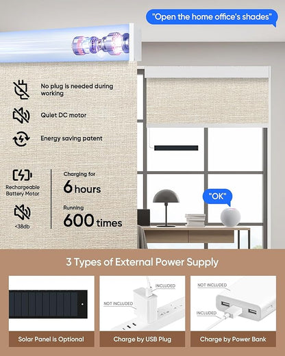 Kincmo Motorized Blinds with Remote, 100% Blackout Motorized Roller Shades Work - Image 5