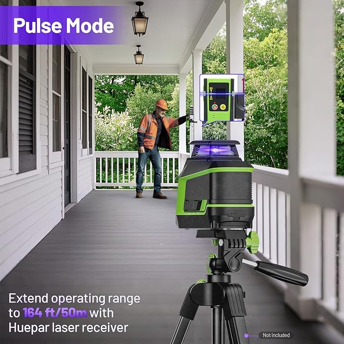 360° Laser Level, HUEPAR 82-165Ft 3 Brightness Levels Self Leveling Laser Level - Image 6