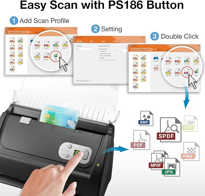 Plustek PS186 Desktop Document Scanner, - Image 3
