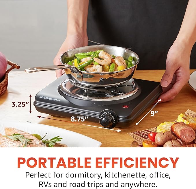 Elite Gourmet ESB100B Countertop Single Coiled Burner Electric Hot Plate - Image 2