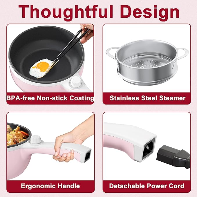Dezin Hot Pot Electric with Steamer Upgraded, Non-Stick Sauté Pan, Rapid - Image 9