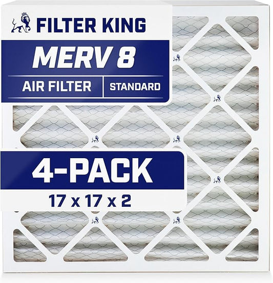 Filter King 17x17x2 Air Filter | 4-PACK | MERV 8 HVAC Pleated A/C Furnace by FilterKing