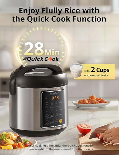 COMFEE' Rice Cooker, 14-in-1 Stainless Steel Multi Cooker, Slow Cooker - Image 3