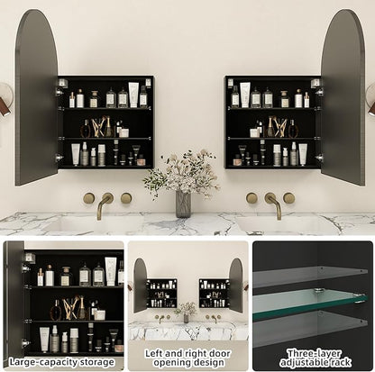 Bathroom Mirror with Storage, Arched Medicine Cabinet with Mirror, Medicine - Image 4