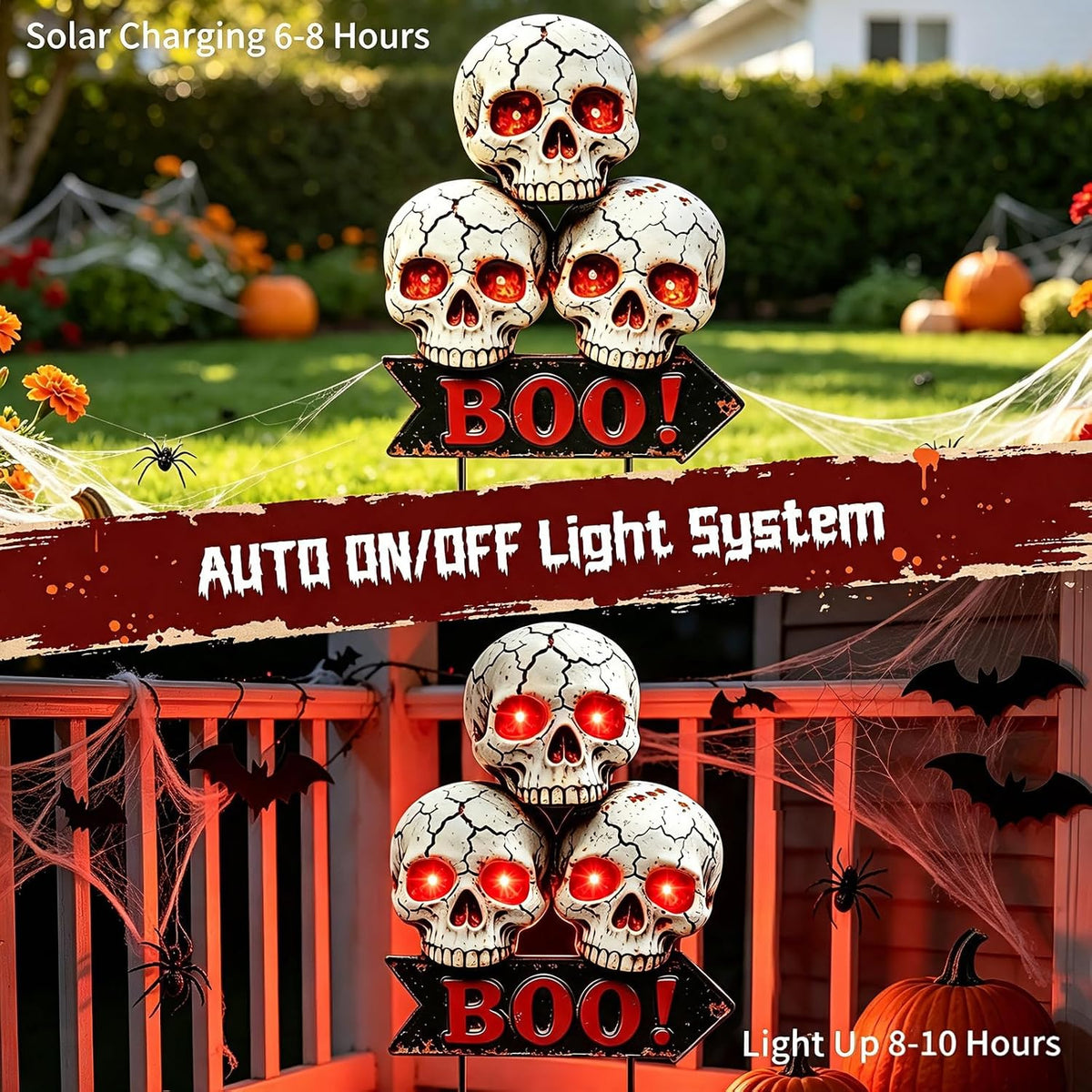 Halloween Decorations Outdoor Scary Skeleton Yard Stakes Solar Lights