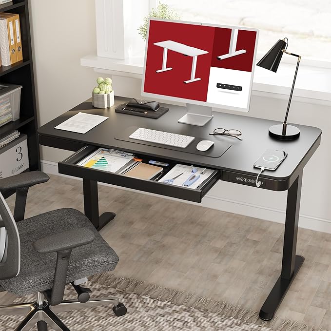 SANODESK Standing Desk with Drawer, Electric Height Adjustable Home Office Desk - Image 2