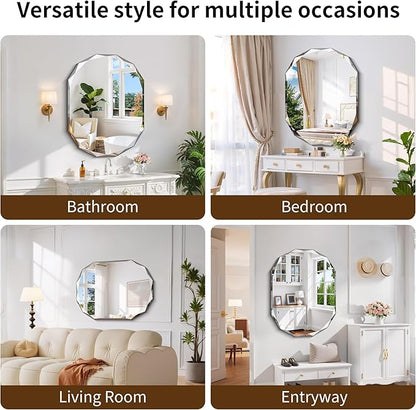 GLASHOM Frameless Bathroom Mirror, 30x40 inch Frameless Wall Mirrors Beveled - Image 6