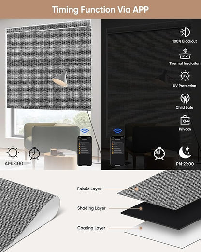 Kincmo Motorized Blinds with Remote, 100% Blackout Motorized Roller Shades Work - Image 4