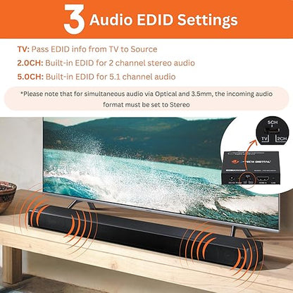 4K 60Hz HDMI Audio Extractor Converter SPDIF + 3.5MM Output Supports HDMI 2.0 - Image 6