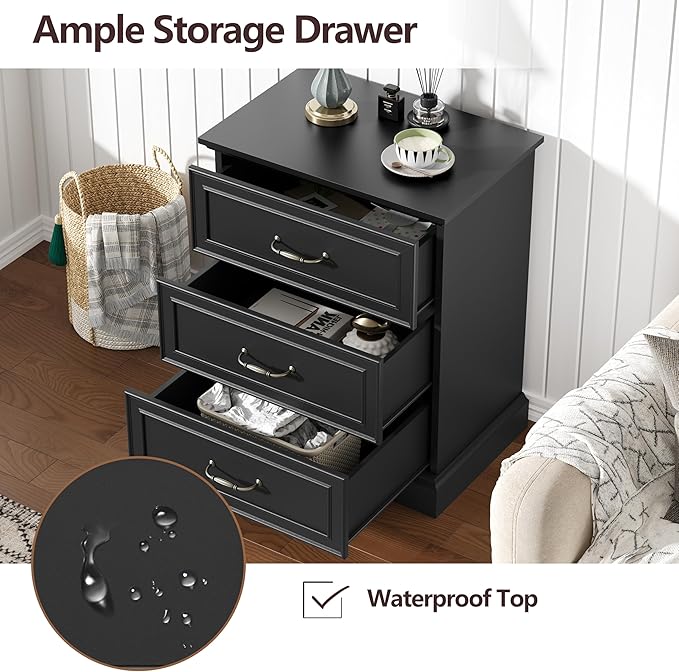 Nightstand Set of 2, Rustic Farmhouse Wood Small Dresser, Bedside Table - Image 5