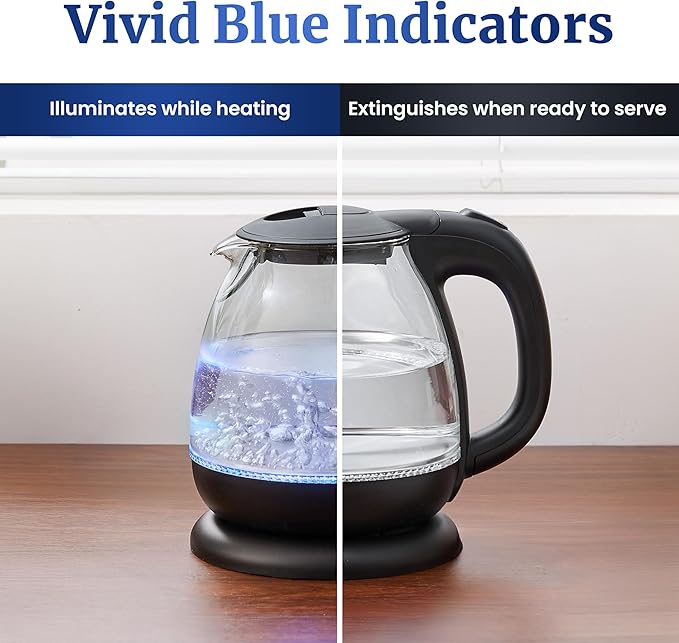Elite Gourmet EKT1001B Electric 1.0L BPA-Free 1100W Glass Kettle Cordless 360° - Image 5