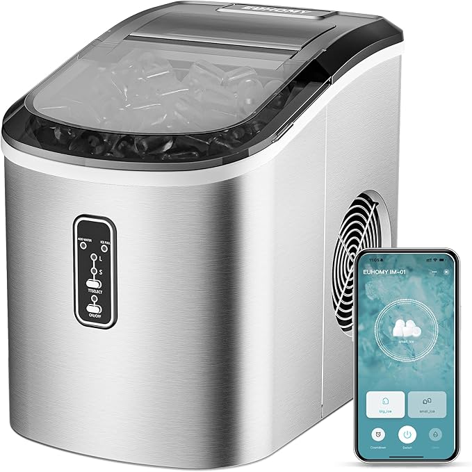 EUHOMY Smart Ice Makers Countertop -26lbs in 24 Hours, 9 Cubes Ready in 8Mins by EUHOMY