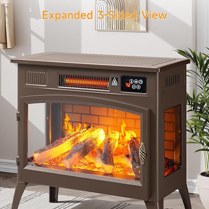 24″ Freestanding Electric Fireplace Stove - Image 4