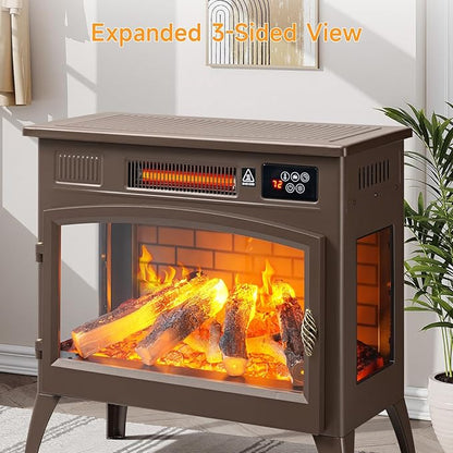 24″ Freestanding Electric Fireplace Stove - Image 4
