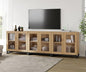 WAMPAT Modern TV Stand with Glass Doors by WAMPAT