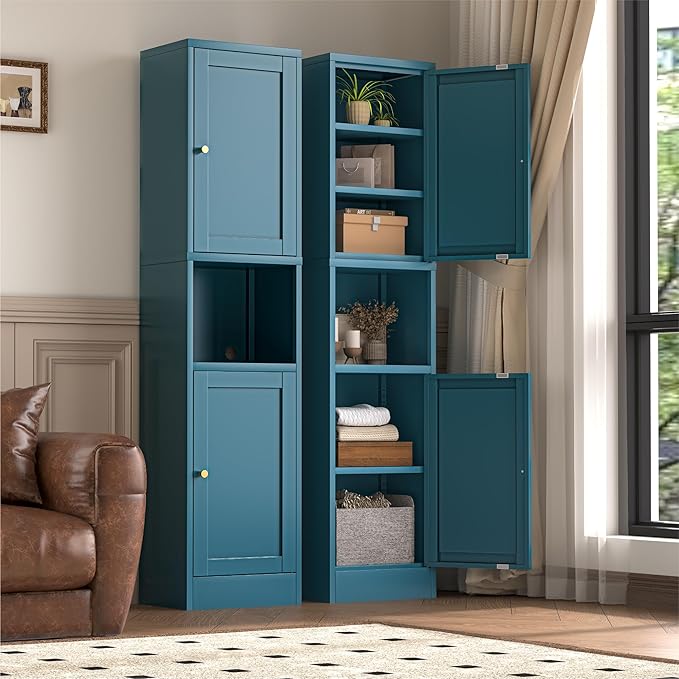 2-Door Metal Storage Cabinet, Tall Slim Pantry Organizer - Image 7