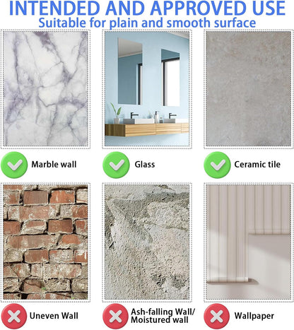 Shatterproof Fogless Shower Mirror for Shaving (8 x6 Inch Medium-Size) No-Fog Waterproof Wall Mounted Bathroom Accessory, Hanging Anti-Fog Shaving Mirror for Men, Perfect for Camping and Travel Use
