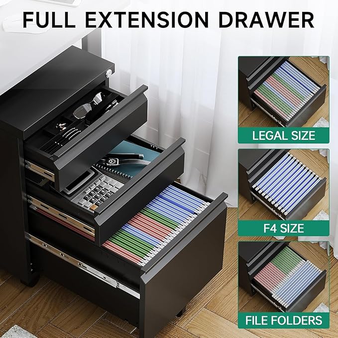 Letaya 3 Drawer Mobile File Cabinet - Image 5