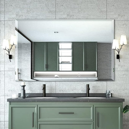 Mirrorons Beveled Mirror, Bathroom Mirrors 48" x 30", Frameless Rectangle by Mirrorons