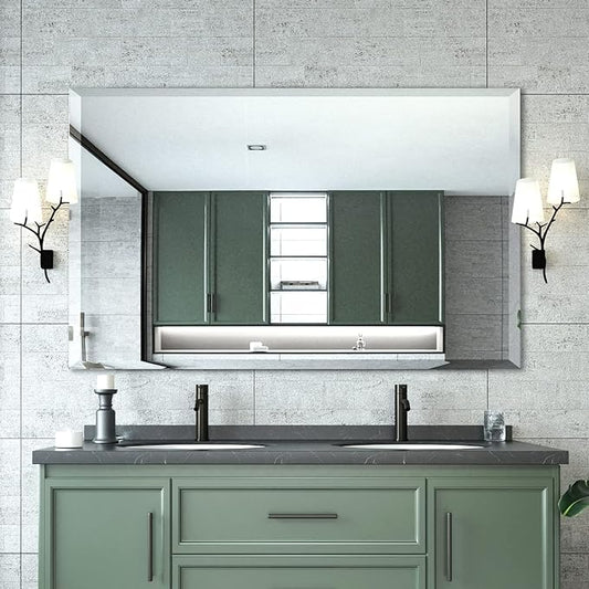 Mirrorons Beveled Mirror, Bathroom Mirrors 48" x 30", Frameless Rectangle by Mirrorons