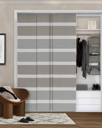 Vertical Blinds Woven 45.8"-86" x 96", Limestone | Natural Woven Fabric for Patio Doors with Adjustable Track and Trimmable Panels Up to 96"