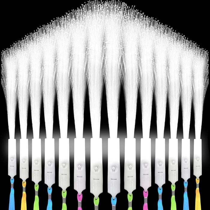SHQDD 100 PCS White Fiber Optic Wands, LED Fiber Wands, Wedding Party Supplies, Glow Fiber Wands Sticks, Flashing LED Wands, Fiber Optic Light Wand Stick for Glow Party, Bar Dj, Halloween and New Year