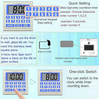 NUOSWEK Digital Timer Waterproof Shower Timer Shower Clock Direct Digit Entry - Image 6
