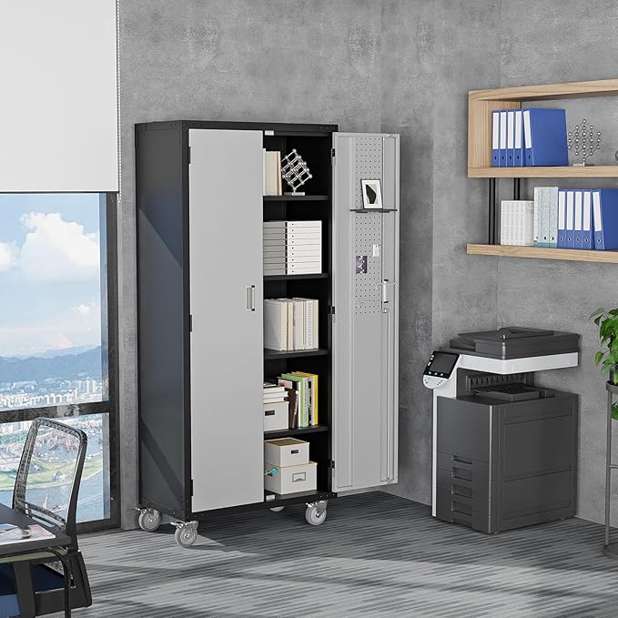 VINGLI 72'' Tall Garage Storage Cabinet, Metal Storage Cabinet - Image 8