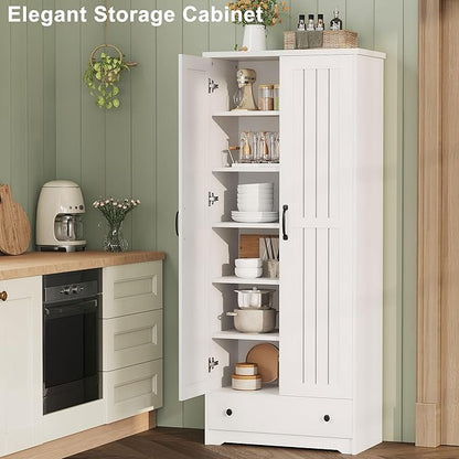 70" Tall Storage Cabinets, Large Wood Storage Pantry Cabinet - Image 2