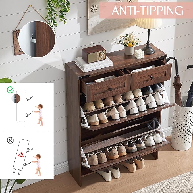 Shoe Storage Cabinet, Farmhouse Shoe Organizer - Image 3