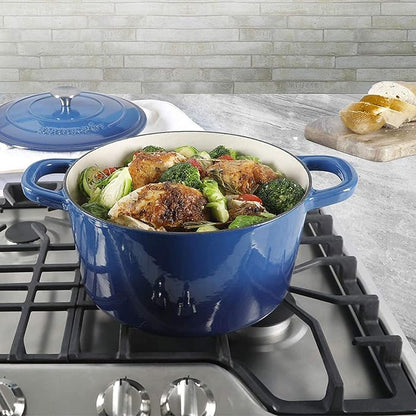 Crock-Pot Artisan 7-Quart Round Enameled Cast Iron Dutch Oven – Sapphire Blue - Image 6