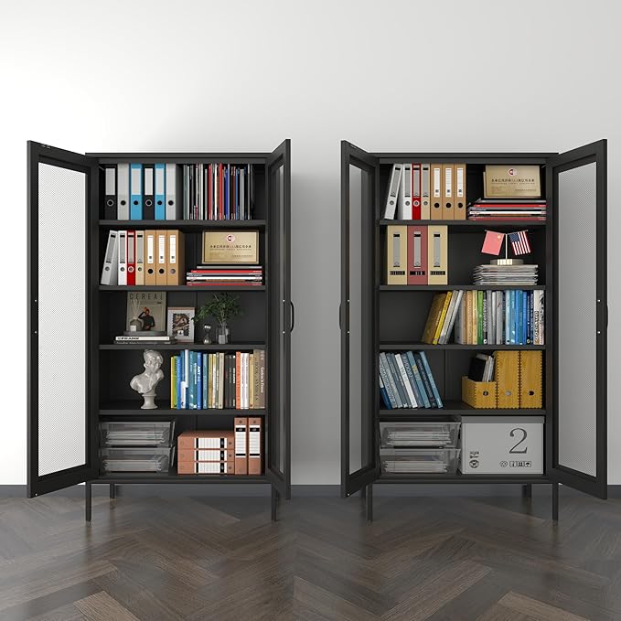 COFaR Modern Mesh Storage Cabinet, Free Standing Tall Pantry, Cupboard Metal - Image 6