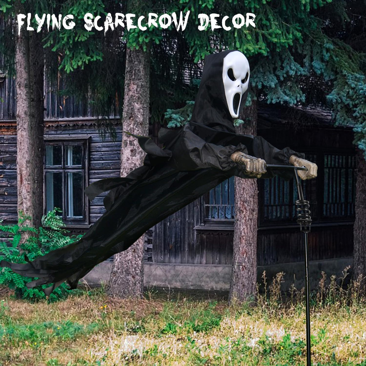 LarpGears Halloween Scarecrow Ghost Outdoor Decorations, 7.5Ft Halloween Rota...