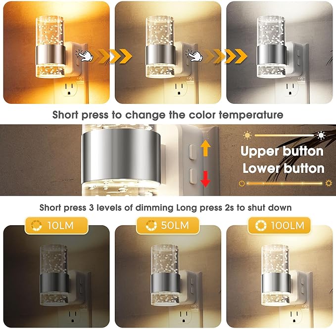 L LOHAS LED Night Lights Plug into Wall 2 Pack, Dimmable Night Light - Image 3