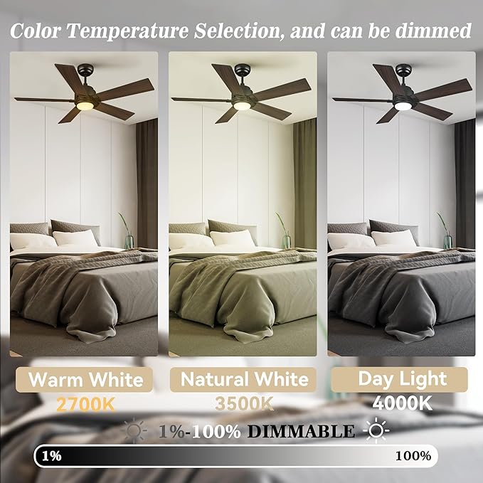 SMAAIR Smart Ceiling Fan with Light, 48inch Indoor and Outdoor ceiling fan with - Image 3