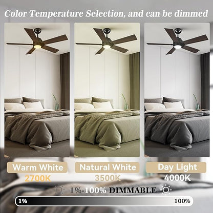 SMAAIR Smart Ceiling Fan with Light, 48inch Indoor and Outdoor ceiling fan with - Image 3