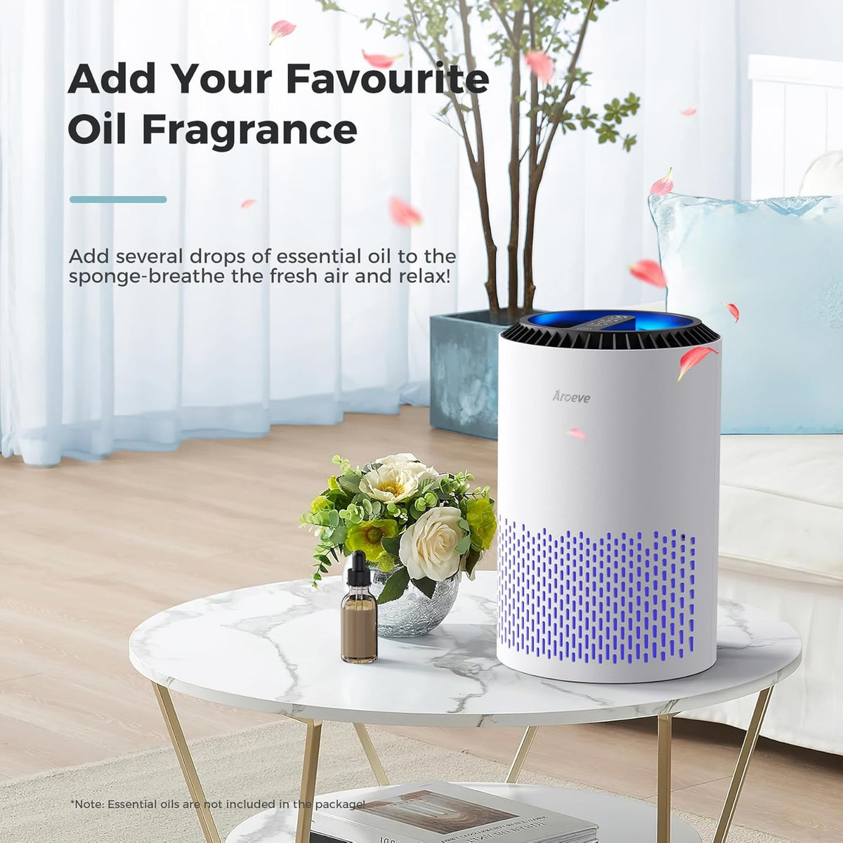 aroeve air purifiers for bedroom with sleep mode showing dimensions