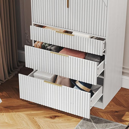 71.7" Wardrobe Armoire Wooden Closet - Image 5
