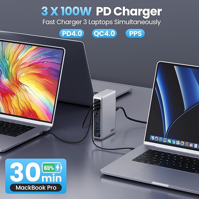 730W USB C Charger Block, GaN IV Fast Charging Station Hub 10 Ports, QC4.0+3 PD - Image 3